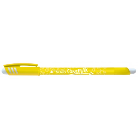 Tratto Cancellik - Penna a sfera con inchiostro cancellabile, doppia gomma, tratto 0,4mm, colore giallo - 12pz - F826109 - C92FI0112