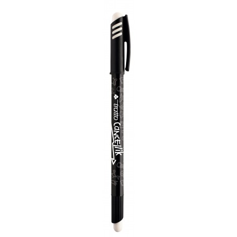 Tratto Cancellik – Penna a sfera con inchiostro cancellabile, doppia gomma, tratto 0,4mm, colore nero – 12pz – F826103 - C92FI0157
