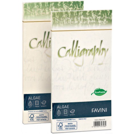 Favini Calligraphy - Buste algae C4 colore avorio, formato 11x22cm, 25 buste, 90gr - 1pz - A57Q444 - C92FV0057