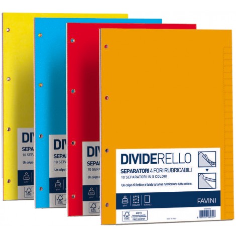 Favini Intercalari PPL trasparente, col.assortiti - Divisore in cartoncino alfabetico con foratura, formato AF, 220gr - 1pz - A56Y304 - C92FV0074