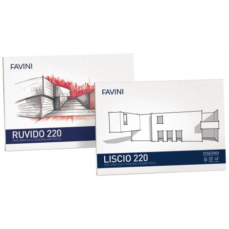 Favini LISCIO 220 - Album da disegno CARTANGOLI liscio squadrato, 20 fogli, D4, 24x33cm, 220gr - A167504 - C92FV0370