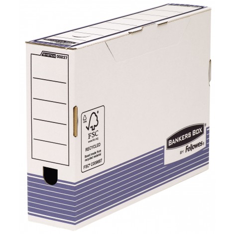 Fellowes Bankers Box System - Scatola archivio, 26,6x36,9cm, dorso 8,5cm, colore bianco/blu - prezzo singolo, ord. minimo 10pz - 0023701 - C92FW0010
