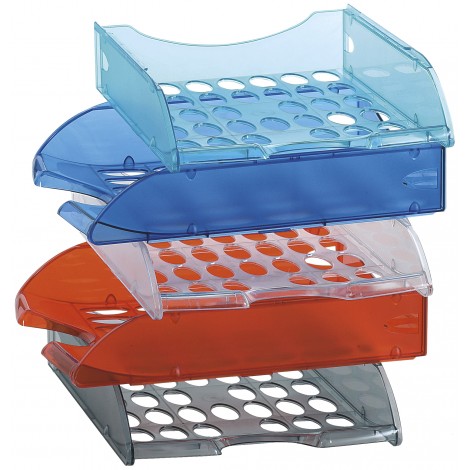 Fellowes Vaschetta portacorrispondenza MODULA, impilabile in linea o a sbalzo, colore rosso trasparente  - E040TR
