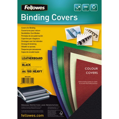 Fellowes Delta - Copertine in cartoncino con finitura goffrata, 250gsm, formato A4, colore nero  - 5370405