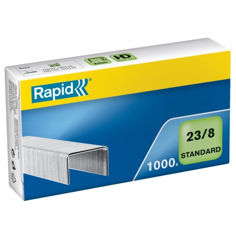 Rapid 23/8 Standard - Punti per cucitrici - Scatola 1000 punti in filo metallico morbido, lunghezza gamba 8mm per cucire fino 40 fogli - Prezzo singolo, ord. minimo 10pz - 24869200 - C92SS5051