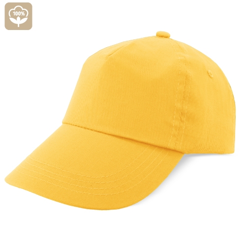 Cappellino con visiera 5 pannelli con chiusura a velcro adulti colore giallo - C92T100GI