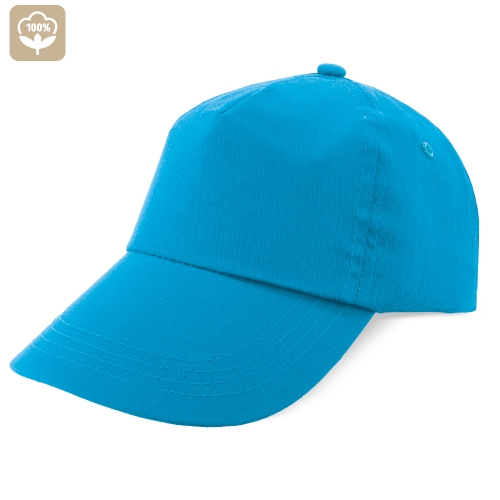 Cappellino con visiera 5 pannelli con chiusura a velcro adulti colore azzurro - C92T100AZ