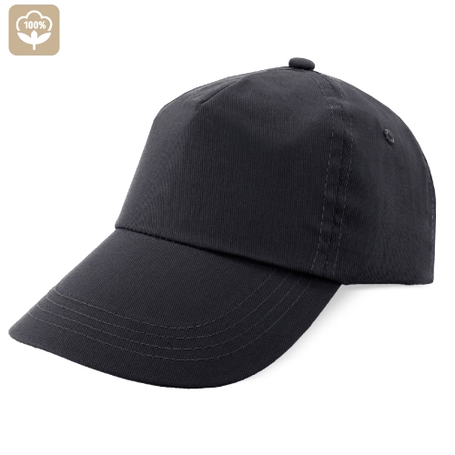 Cappellino con visiera 5 pannelli con chiusura a velcro adulti colore nero - C92T100NE