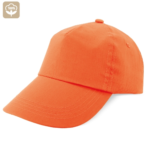 Cappellino con visiera 5 pannelli con chiusura a velcro adulti colore arancio - C92T100AR