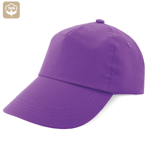 Cappellino con visiera 5 pannelli con chiusura a velcro adulti colore lilla - C92T100LI