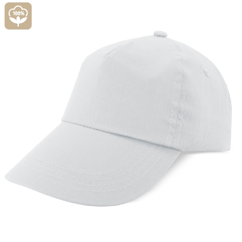 Cappellino con visiera 5 pannelli con chiusura a velcro adulti colore bianco - C92T100BL