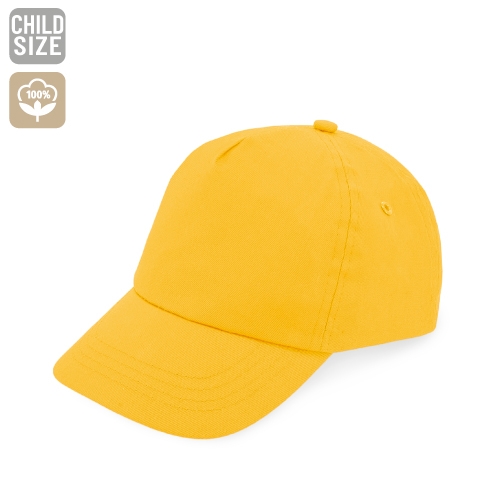 Cappellino con visiera 5 pannelli con chiusura a velcro per bambini colore giallo - C92T1308GI