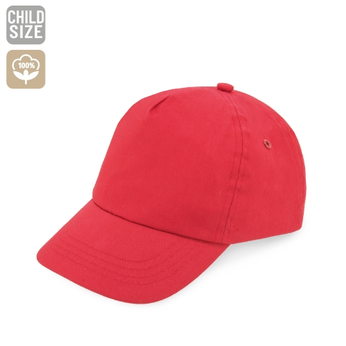 Cappellino con visiera 5 pannelli con chiusura a velcro per bambini colore Rosso - C92T1308RO