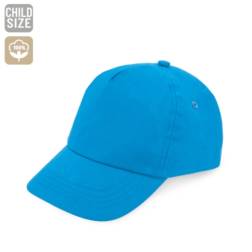 Cappellino con visiera 5 pannelli con chiusura a velcro per bambini colore azzurro - C92T1308AZ