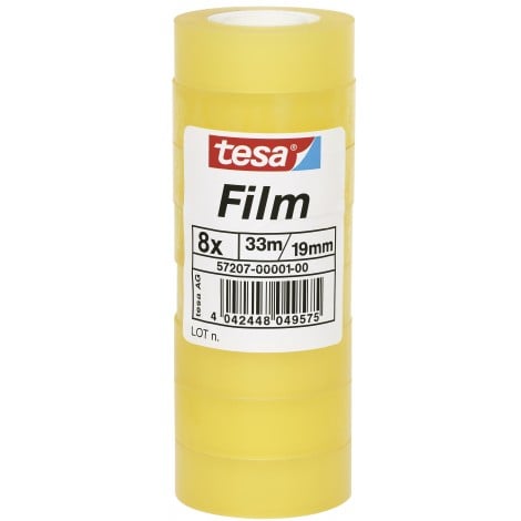 Tesafilm - Nastro adesivo standard con supporto in PP, senza solventi, 19mm x 33m, colore trasparente -  8pz - 57207-00001-02 - C92TE7020