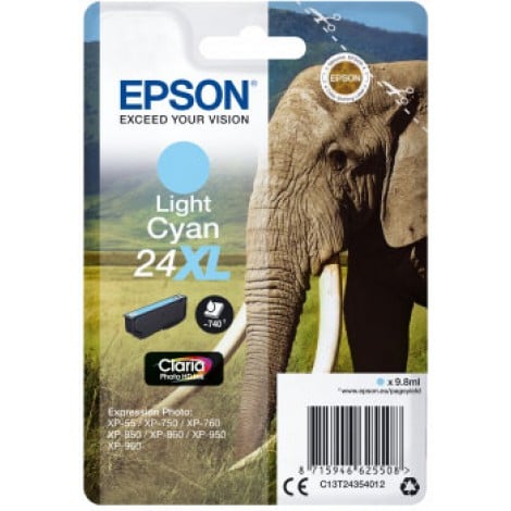 24 Cartuccia XL inchiostro ciano chiaro per Epson EXPRESSION PHOTO XP 750 (9,8ml) 1pz - C13T24354012