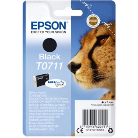 T0711 Cartuccia inchiostro nero per Epson STYLUS D 78 (7,4ml) 1pz - C13T07114012