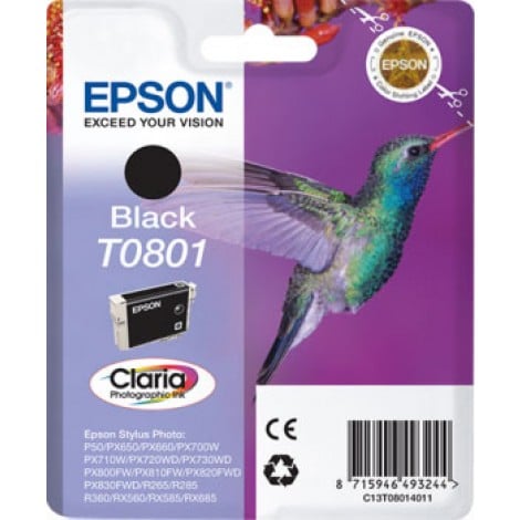 T0801 Cartuccia inchiostro nero per Epson STYLUS PHOTO PX 650 (7,4ml) 1pz - C13T08014011