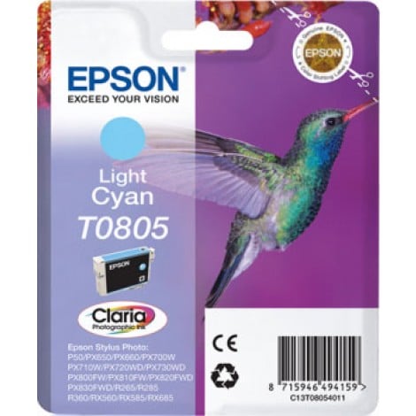 T0805 Cartuccia inchiostro ciano chiaro per Epson STYLUS PHOTO R 265 (7,4ml) 1pz - C13T08054011