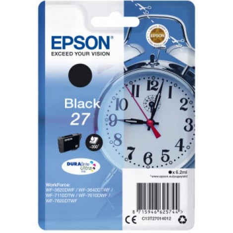 27 Cartuccia inchiostro nero per Epson WORKFORCE WF 3620DWF (6,2ml) 1pz - C13T27014012