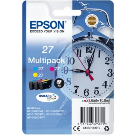 27 Cartuccia inchiostro ciano, magenta e giallo per Epson WORKFORCE WF 3620DWF (6,2ml) 1Conf. - C13T27054012