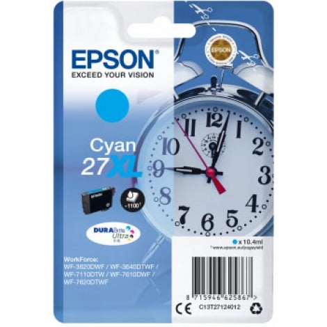 27 Cartuccia XL inchiostro ciano per Epson WORKFORCE WF 3620DWF (10,4ml) 1pz - C13T27124012