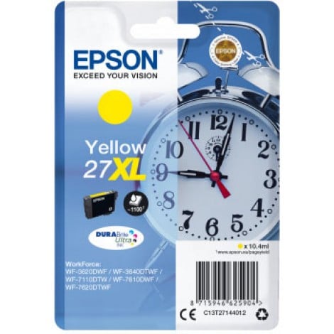 27 Cartuccia XL inchiostro giallo per Epson WORKFORCE WF 3620DWF (10,4ml) 1pz - C13T27144012
