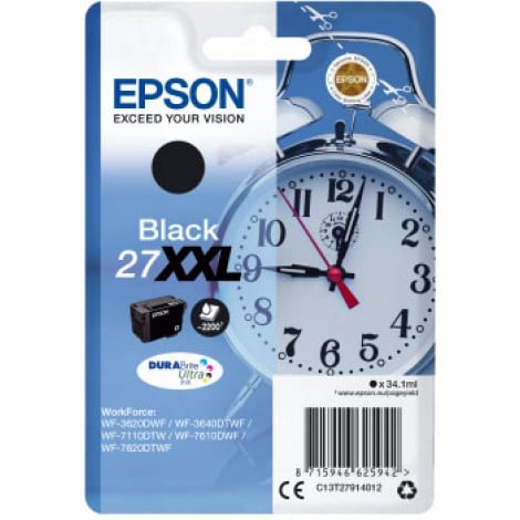 27 Cartuccia inchiostro XXL nero per Epson WORKFORCE WF 3620DWF (34,1ml) 1pz - C13T27914012