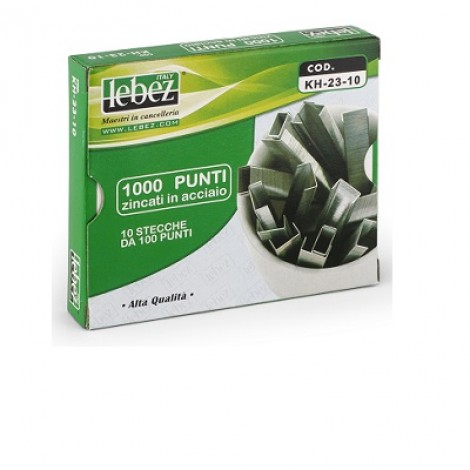 Lebez 23/23 - Punti per cucitrici - Scatola 1000 punti in filo metallico, lunghezza gamba 23mm per cucire fino a 200 fogli -1pz - KH-23-23 - C92EB0185