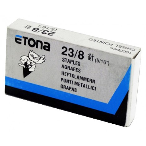 Etona 23/8 - Punti per cucitrici - Scatola 1000 punti in filo metallico, lunghezza gamba 8mm per cucire fino a 50 fogli - Prezzo singolo, ord. minimo 10pz - 0342084801 - C92EO2062