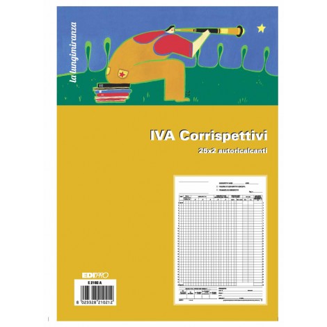 Edipro Registro prima nota IVA, corrispettivi, autoricalcante, 23x29,7cm - Prezzo singolo, ord. minimo 5pz - E2102A