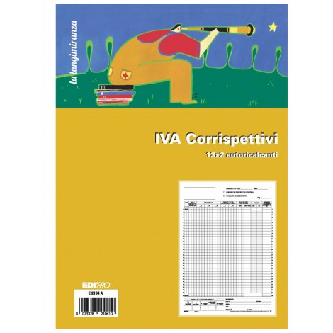 Edipro Registro prima nota IVA, corrispettivi, autoricalcante, E2104A - Prezzo singolo, ord. minimo 2pz - E2104A