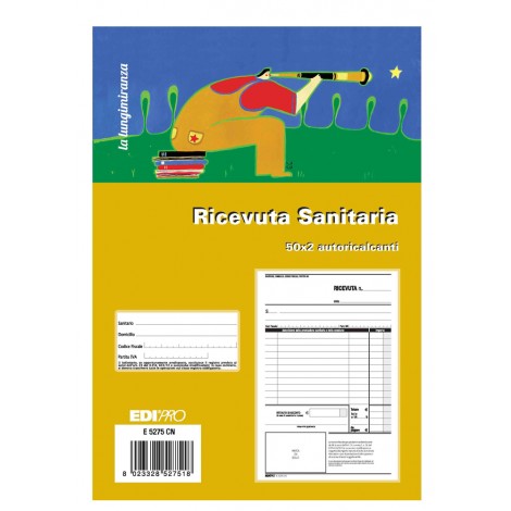 Edipro Blocco ricevuta SANITARIA nn numerato, 50 pagine per 2 copie, autoricalcante, 14,8x22cm - Prezzo singolo, ord. minimo 5pz - E5275CN