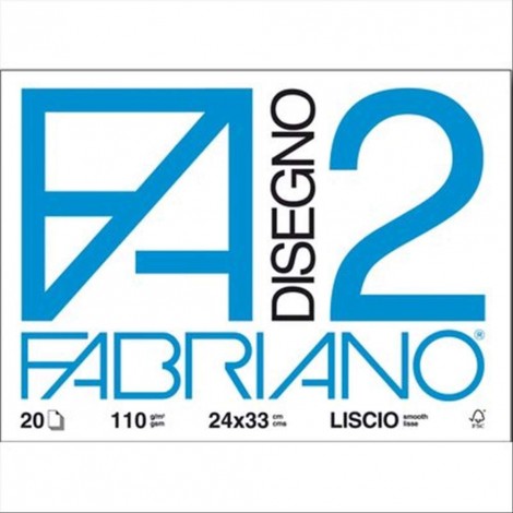 F2 - Album da disegno blocco FABRIANO2, ruvido, 4 angoli, 20 fogli, 24x33cm, 110gr - 06000516 - C92FA0014