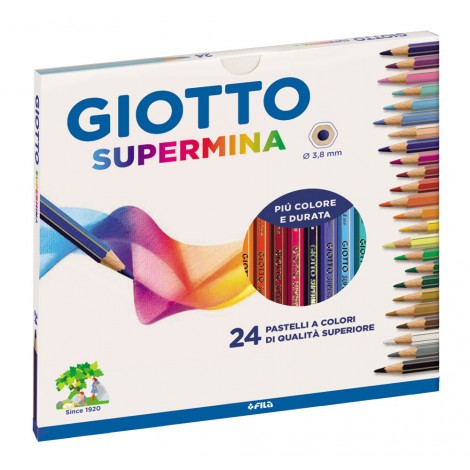 Giotto Astuccio con 24 pastelli supermina a forma esagonale premium, tratto 3,8mm, colori assortiti  - F235800 - C92FI0022
