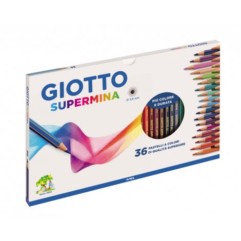 Giotto Astuccio con 36 pastelli supermina a forma esagonale premium, tratto 3,8mm, colori assortiti - F235900 - C92FI0023