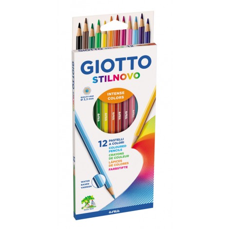 Giotto Astuccio con 12 pastelli stilnovo a forma esagonale, tratto 3,3mm, colori assortiti - F256500 - C92FI0024