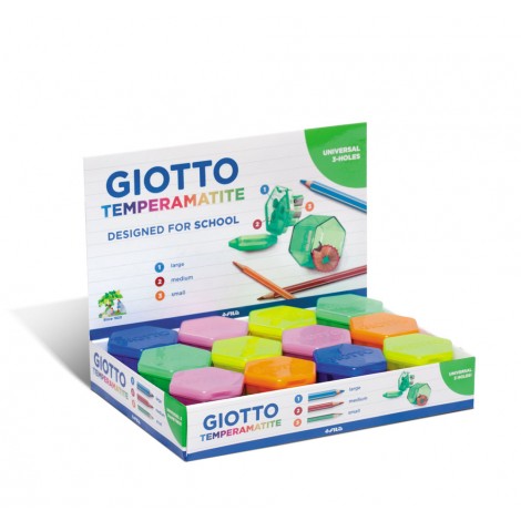 Giotto Temperamatite con serbatoio, 3 fori, colori assortiti - Prezzo singolo, ord. minimo 24pz - F23300000 - C92FI0029