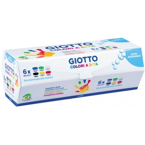 Giotto Colori a dita pastosi e densi, dermatologicamente testati, 100ml - 6pz - F534100 - C92FI0034