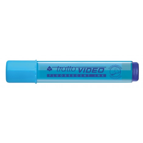 Evidenziatore TRATTO VIDEO, punta a scalpello, inchiostro a base d`acqua, elevata fluorescenza, asciuga rapidamente, per uso scolastico e professionale, tratto 5mm, colore azzurro - F830205 - C92FI0088