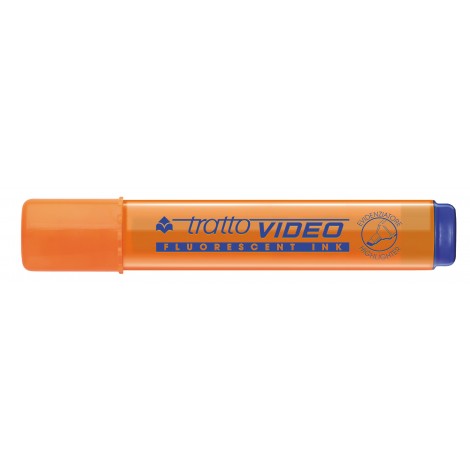 Evidenziatore TRATTO VIDEO, punta a scalpello, inchiostro a base d`acqua, elevata fluorescenza, asciuga rapidamente, per uso scolastico e professionale, tratto 5mm, colore arancione - F830203 - C92FI0089