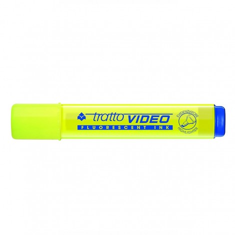 Evidenziatore TRATTO VIDEO, punta a scalpello, inchiostro a base d`acqua, elevata fluorescenza, asciuga rapidamente, per uso scolastico e professionale, tratto 5mm, colore giallo - F830201 - C92FI0092
