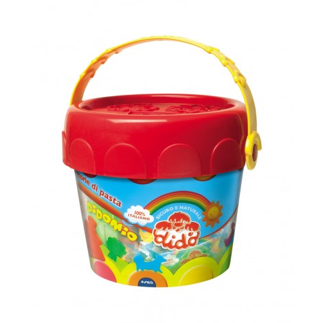 Dido Storie di pasta - Secchiello medio con pasta per giocare a base di farina di grano. Contiene 12 salcicciotti e accessori - F397800