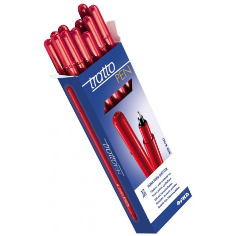Tratto pen – Penna con punta in fibra e inchiostro a base d`acqua, tratto 0,5mm, colore rosso – Prezzo singolo, ord. minimo 12pz – F830702 - C92FI0152