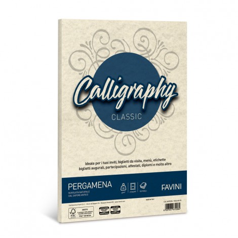 Favini Calligraphy - Carta pergamena, colore naturale, A4, 50 fogli, 90gr - 1pz - A69Q204 - C92FV0011