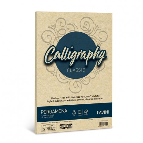 Favini Calligraphy - Carta pergamena A4 colore crema, A4, 50 fogli, 90gr - 1pz - A692204 - C92FV0012