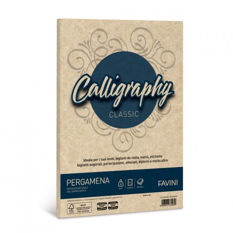 Favini Calligraphy – Carta pergamena colore nocciola, A4, 50 fogli, 90gr - 1pz - A69N204 - C92FV0015