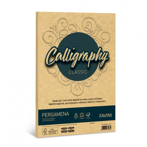 Favini Calligraphy - Carta pergamena colore oro, A4, 50 fogli, 190gr - 1pz - A69W084 - C92FV0021