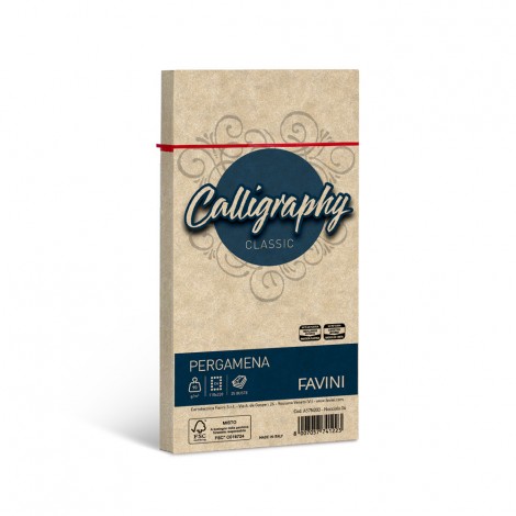 Favini Calligraphy - Buste pergamena C4 colore nocciola, formato 11x22cm, 25 buste, 90gr - 1pz - A57N203 - C92FV0029