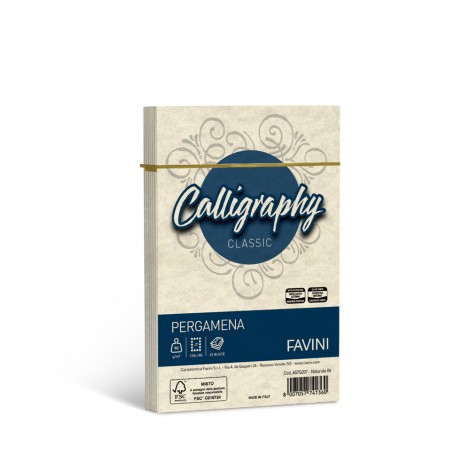 Favini Calligraphy - Buste pergamena J7 colore naturale, formato 12x18cm, 25 buste, 90gr - 1pz - A57Q207 - C92FV0032